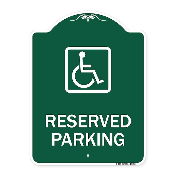 Signmission Reserved Parking Handicapped Blue, Green & White Aluminum Sign, 18" x 24", GW-1824-23158 A-DES-GW-1824-23158 - main